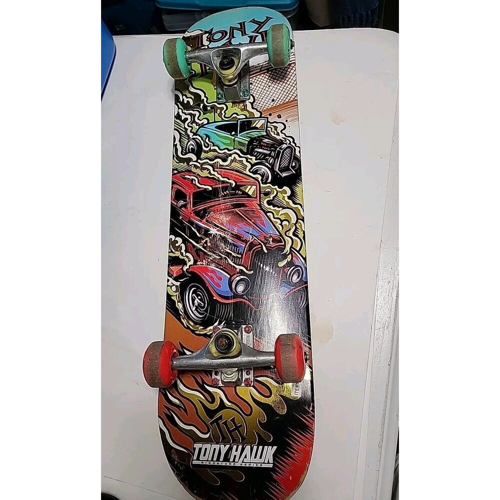 TONY HAWK Signature Series OLD SCHOOL CAR BOARD Multicolor W/ ORIGINAL BEARINGS